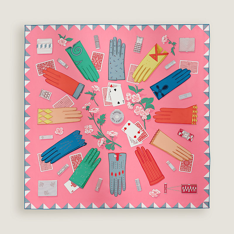 【HERMES】ユニークで可愛い カレ90 ☆ L’Heure des Gants L'Heure des Gants scarf 90 - Blue | Hermès USA